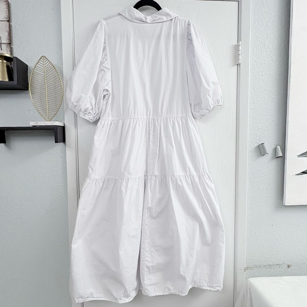 ANTHROPOLOGIE AMADI Cordelia Tiered White Midi Shirt Dress Size Large - Picture 3 of 10